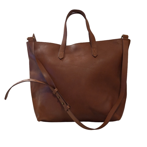 Madewell Large Leather Zip Top Transport Crossbody Purse Satchel Light Brown - Picture 2 of 15